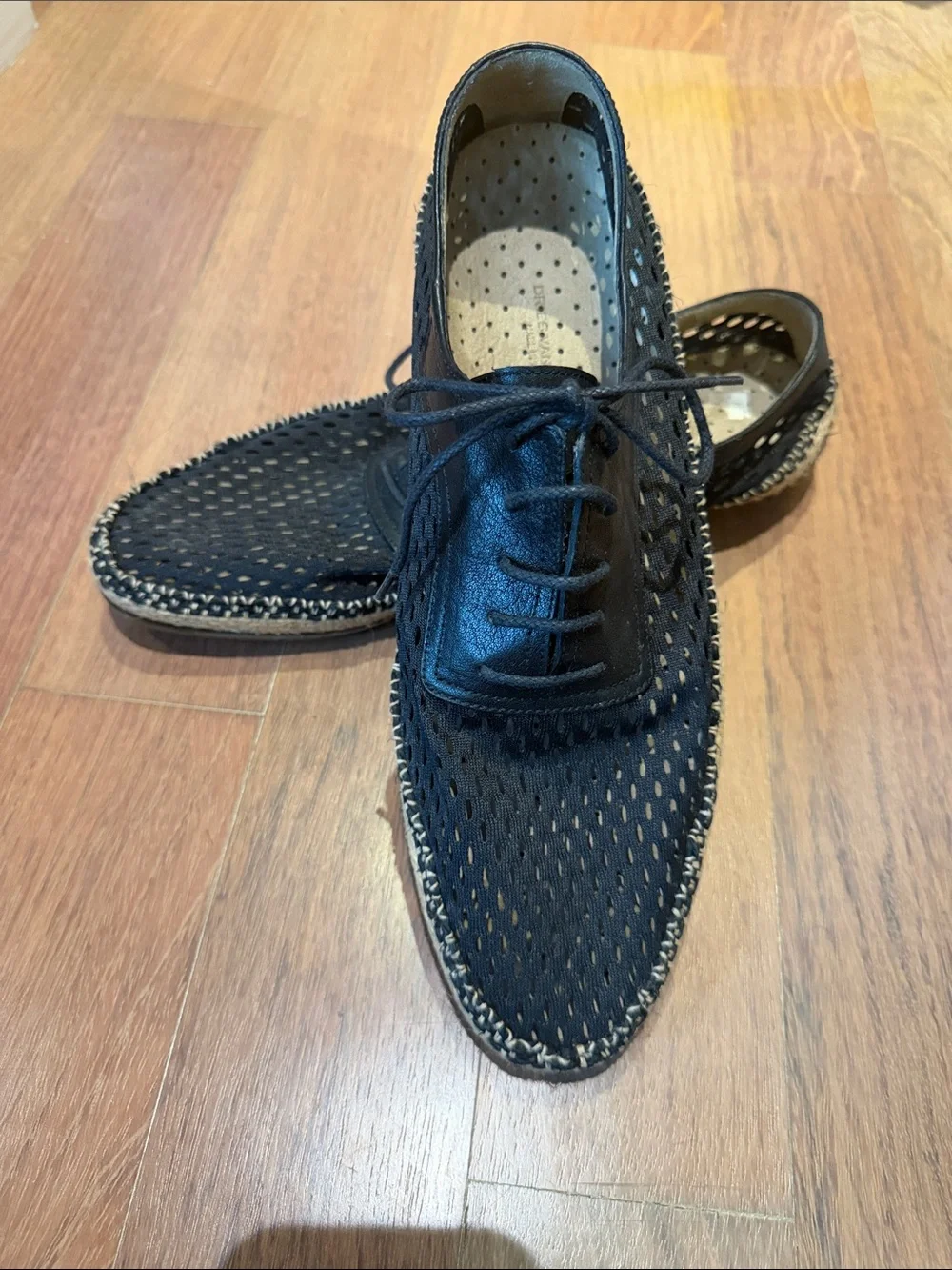Men's Dries Van Noten Black Perforated Lace-Up Casual Shoes